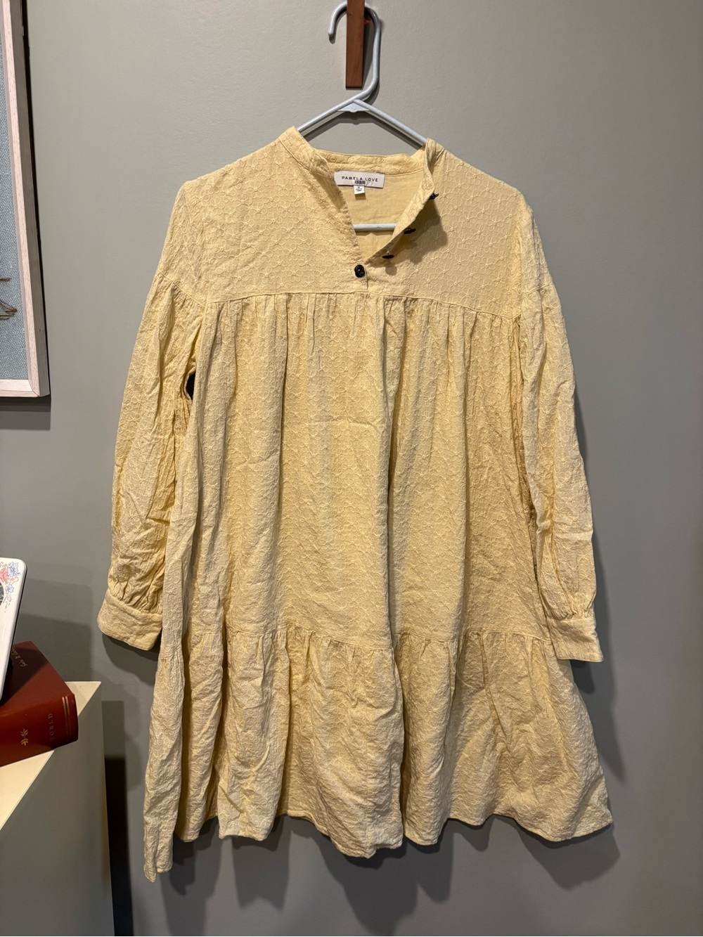 Pamela Love Pale Yellow Textured Tiered mini dress